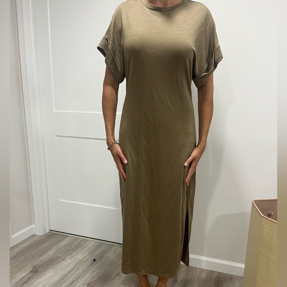 Theory Casual Olive Green Maxi Dress
